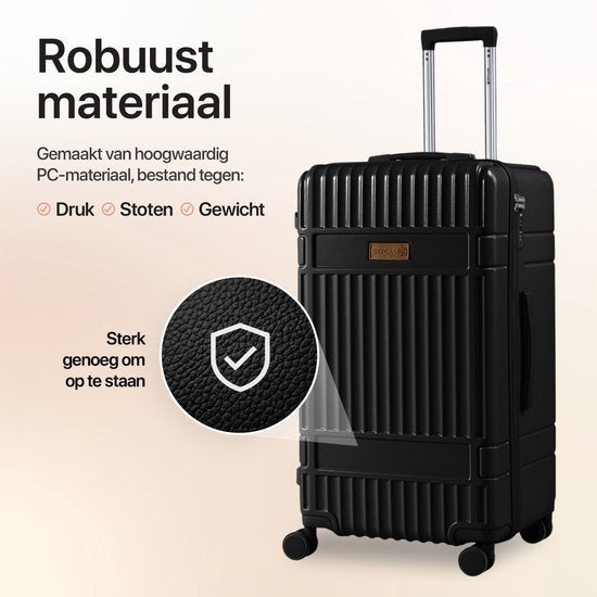 SKYCASES Trunk Travel Suitcase - Classic Heritage - Extra großer Koffer - 110L - TSA Lock - Lightweight Trolley - 78x44x36 cm - Trunk Roll Case - Spinner Wheels - Black
