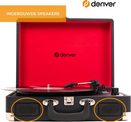 Denver Plattenspieler - Integrierte Lautsprecher - Inkl. PC-Software - Autostopp - Retro - VPL120 - Schwarz