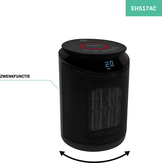 VONROC Elektroheizgerät - Heizlüfter - 1000W/2000W - Keramik - 3 Einstellungen - Schwenkfunktion - LED-Anzeige - Thermostat und Timer - 20m2