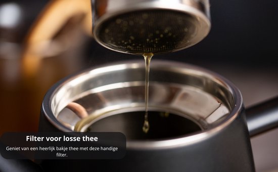 VDN Edelstahl Teekanne Doppelwandig mit Filter - Schwarz Teekanne 1 Liter - 904