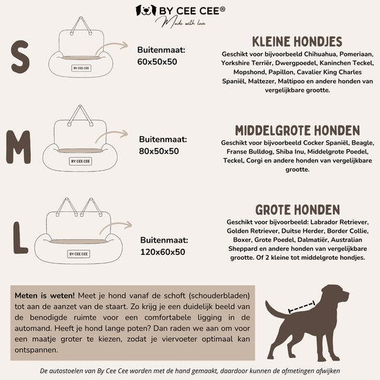 By Cee Cee Autositz Hund - Premium Autokorb Hund - Hundekorb Auto mit Sicherheitsgurt - Hundesitz - Autositz - All Season - Grau - Größe L - Große Hunde