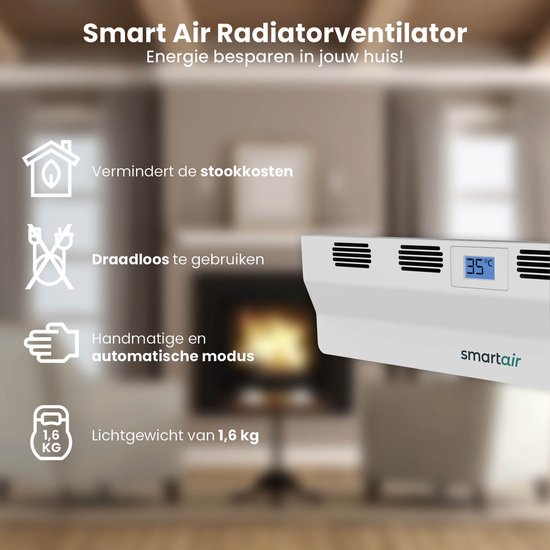 SmartAir Boost - Tragbarer Heizkörperlüfter - Universal - Energieeffizient - Kabellos, wiederaufladbar und automatisch - Heizkörperlüfter - Weiß
