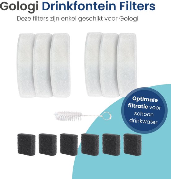 Filter passend für Gologi Trinkbrunnen 2.0 - Filter Refill - Smart Drinking Fountain - 6 Stück