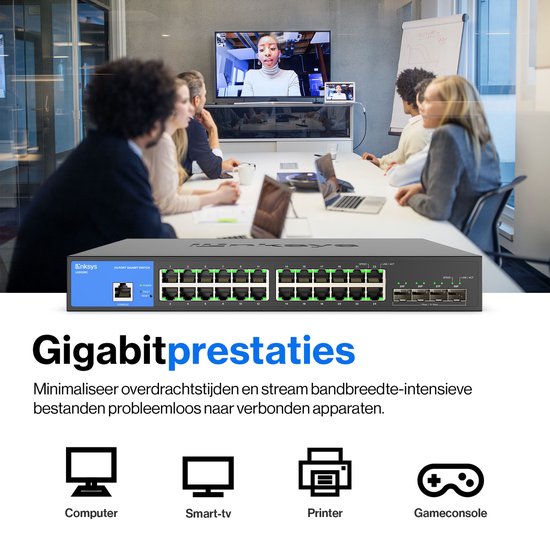 Linksys LGS328C - Netzwerk-Switch - Gigabit - Verwaltet - 24 Ports - 4 SFP+ Ports - Schwarz