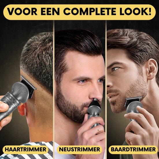 6-in-1 Barttrimmer Männer - Trimmer für Bart und Körper - Inkl. 6 Aufsätze - Body Groomer Männer - Body Trimmer Männer - Clippers - 0.5-15MM - Nase und Ohren - Multitrimmer - Haartrimmer - Trimmgerät Bartmaschine - Multigroomer