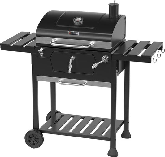 KitchenBrothers Holzkohlegrill - Verstellbarer Kohlerost - 42x57cm Grillfläche - Seitenwände - Schwarz