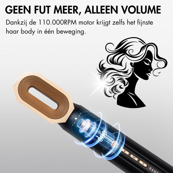 Sansbeauté® 4-in-1 Airstyler - Multistyler - Haartrocknerbürste Kurzes Haar - Lockenstab - Haarstyler - Haartrockner - Wärmebürste - Lockenbürste - Lockenstab - Haarglätter - Haarwickel - Stylingbürste - 5 in 1 Hairstyler