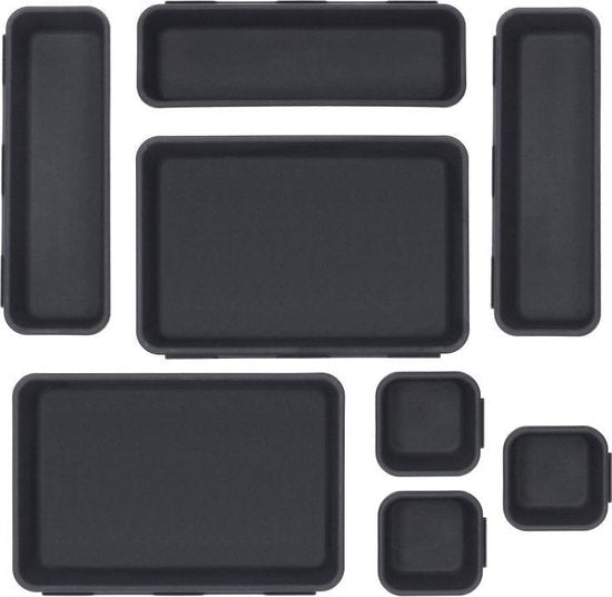Springos Schubladenorganisator | Aufbewahrungsfächer | Schubladenteiler | für Küche und Schreibtisch | Bad | Schubladenfächer | Make Up Organizer | 8 Stück | Anthrazit