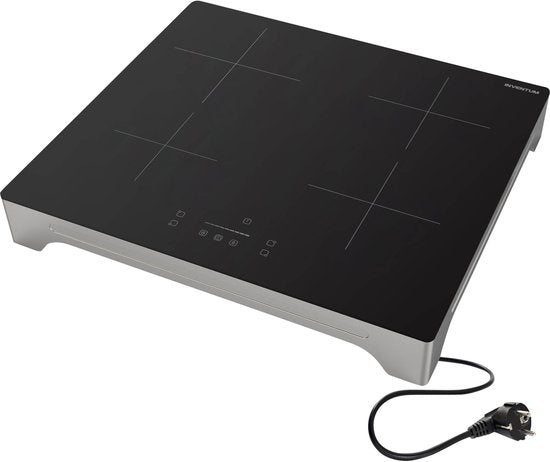 Inventum VKI6010ZIL - Freistehendes Induktionskochfeld - 4 Kochzonen - 1-Phasen Plug and Play - Silber/Schwarz