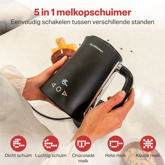 AoraKitchen Elektro-Milchaufschäumer - 5-in-1 - Milchaufschäumer - 500ML - Touch - Milchaufschäumer