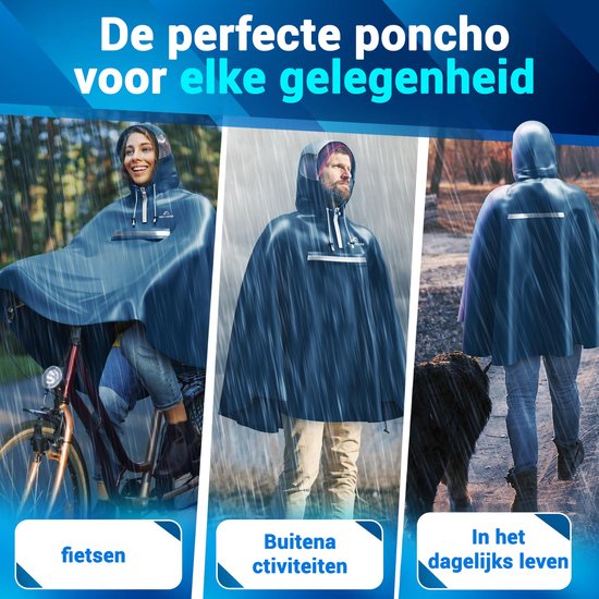 Nextcover Regenponcho Fahrrad für Damen und Herren | Regencape mit AquaShield 2.0 Technologie, wind- und wasserdicht | Ideal zum Radfahren, Wandern und Angeln | Fahrradponcho Erwachsene Unisex Fit | Poncho