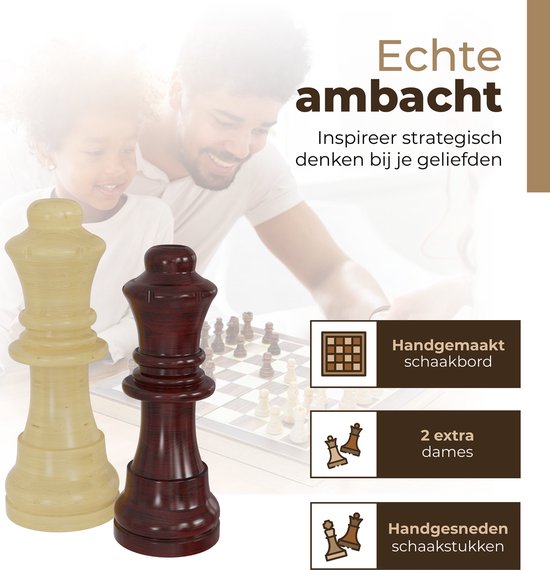 Windsor Schachbrett - mit Schachfiguren - 40 cm - Beschriftung - Schachspiel - Magnetisches Schachspiel - Schachspiel - Holz