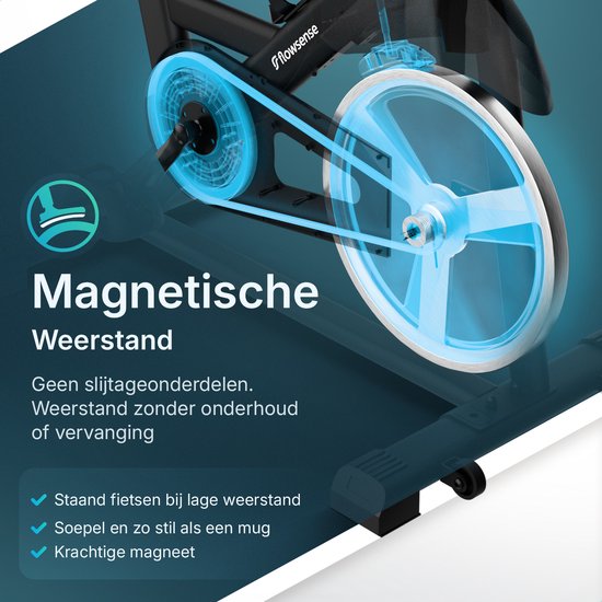 Flowsense Hometrainer Velair One - Fitness Bike - Hometrainer mit magnetischem Widerstand - Hometrainer Spinning Bike - 3KG Schwungrad - inkl. Tablet-Halterung