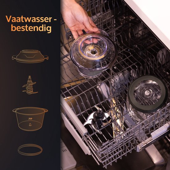 JAP Appliances Multi Chop + Expansion Pack - Zerkleinerer mit Glasschüssel 600ml - Eiszerkleinerer, Knoblauchschäler und Schneebesen - spülmaschinenfest - 400W