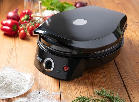 Bestron Pizzaofen - APZ400Z - Maximal 230°C - Ø27 cm - Schwarz - Kann auch als Tischgrill verwendet werden - 5 Jahre Garantie