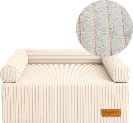 By Cee Cee Original Hundedecke Bank - Hundedecke Bank - Hundekorb - Premium - komplett mit Reißverschluss - Rippengewebe - Beige - 120x90 - Größe L