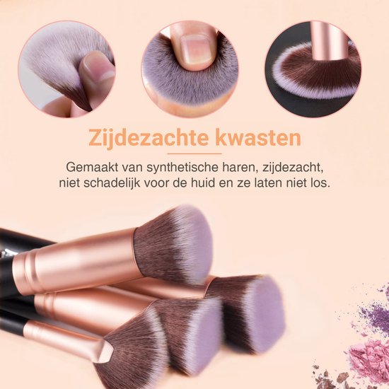 Bestope Make up Pinsel Set mit Beauty Blenders 16 Stück - Pinselset - Pinselreiniger - Pinsel - Rose Gold