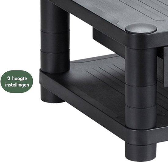 BRASQ Monitorständer Schwarz MS200 - Höhenverstellbar - Geeignet für Monitor, Tablet und Smartphone 24x15x6,3 cm