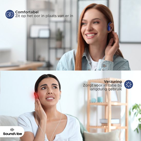 Soundvibe® Bone Conduction Headphones Blue - Sport-Kopfhörer - Sport-Kopfhörer - Kabellose Kopfhörer - Wasserfest - 8 GB interne Speicherkarte - Sport-Kopfhörer - Für alle Handys und Laptops - Lauf-Kopfhörer - Kabellose Kopfhörer