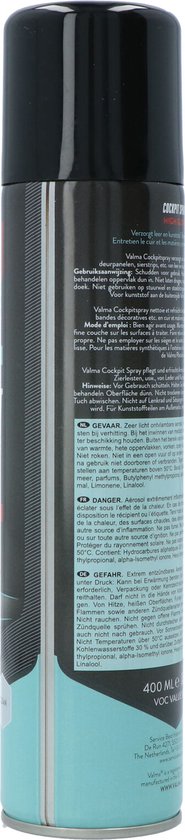 Valma Cockpitspray Hochglanz 400 ml - Reinigung für den Autoinnenraum - staubabweisend - geeignet für Kunststoff und Leder