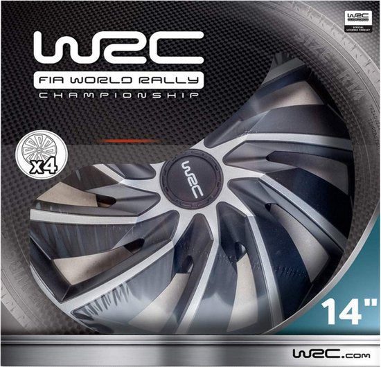 WRC Radkappen 14-Zoll - silber/schwarz - 4 Stück