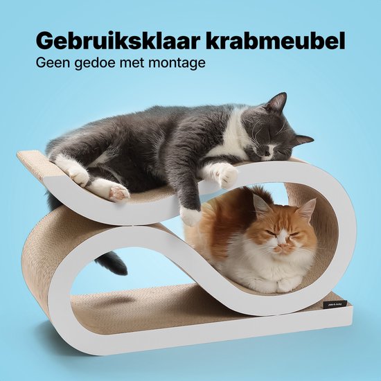 Jake und Jacky Kratzpappe für Katzen 2 in 1 Modell - Kratzbaum Pappe - Kratzbrett - Kratzkorb - Kratzmöbel - Kratzmatte Pappe - Katzenkorb - Katzenbett - 60x24x34cm