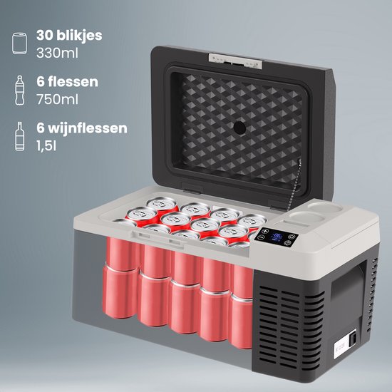 Auronic - Elektrische Kühlbox - 20L - Schwarz/Grau