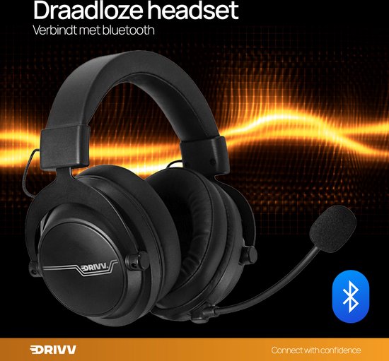 Drivv. PRO Wireless Gaming Headset mit Mikrofon - Bluetooth Game Headset geeignet für PS4, PS5, Xbox Serie und PC - Wireless 2.4GHz