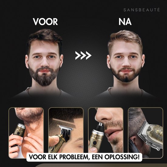 Professionelle kabellose 5-in-1 Haarschneidemaschine mit Folienrasierer - Sansbeauté - Haarschneider Herrenkopfhaar - Cheveux Haar - Haartrimmer - Friseur Haar Maschine - Haarschneider - Trimmer Bart - Barbe Haarschneider - Barbier Buddha Trimmer - Barbie