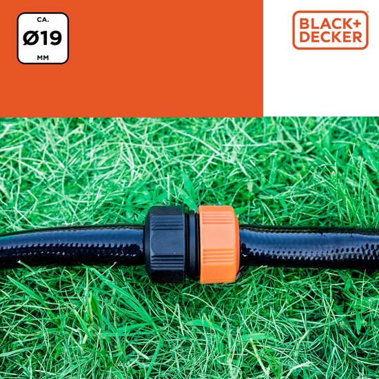 BLACK+DECKER Schlauchverbinder 3/4'' - 19 ⌀ CM - Gartenschlauchkupplung - Schwarz/Orange
