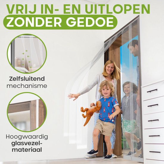 O'DADDY® Fliegengitter Lamellenvorhang - 118x260 cm - Türvorhang - Türtür - Verstellbares Design - Fiberglas - Türgitter Weiß