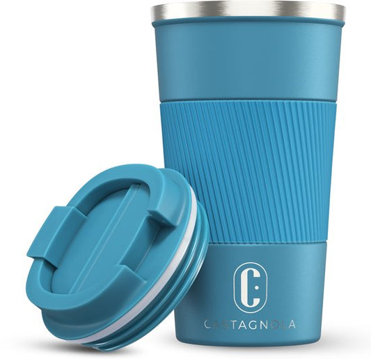 Castagnola Thermosbecher – Kaffeebecher zum Mitnehmen – Reisebecher für Kaffee und Tee – Teebecher – 510 ml – Edelstahl – Blau