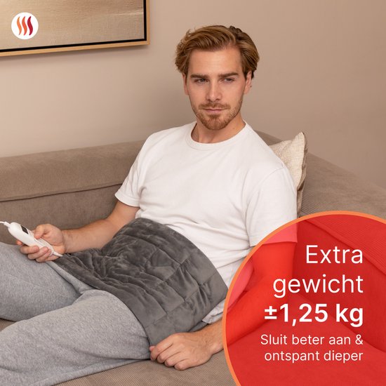 Seranova Weighted Electric Heat Pad for Back, Feet, Neck, Shoulders, Abdomen - Heizkissen - Heizkissen - Waschmaschine - 60x30cm - Grau