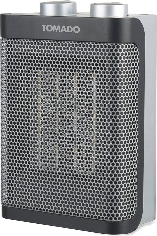 Tomado THC1501B - Keramischer Heizstrahler - 24m² - 1500 Watt - 2 Heizstufen - Schwarz/Grau