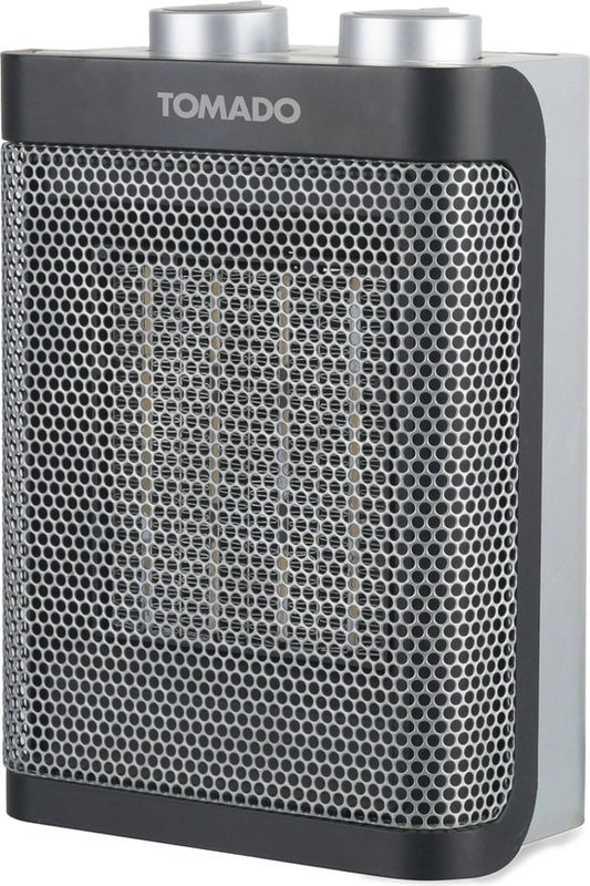 Tomado THC1501B - Keramischer Heizstrahler - 24m² - 1500 Watt - 2 Heizstufen - Schwarz/Grau