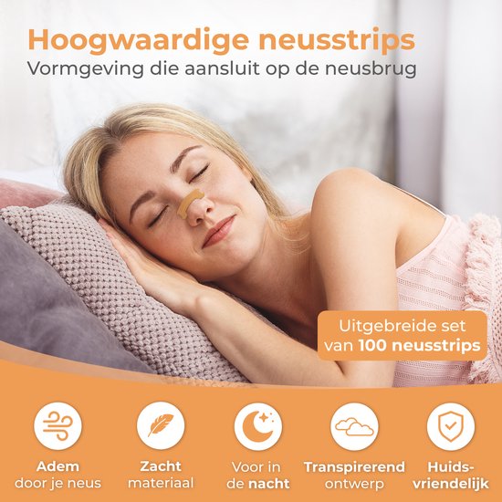 Nuvance Nasalstrips 100 Stück - Nasenpflaster - Braun - Anti-Schnarch-Pflaster - Nasenspreizer - Schnarchen - Besseres Atmen