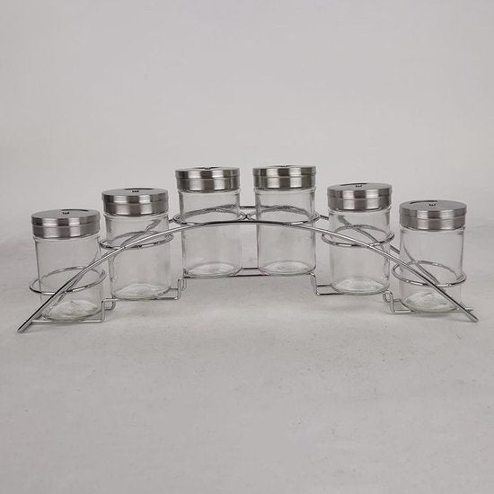 Gewürzregal - 7 Stück - Edelstahl und Glas