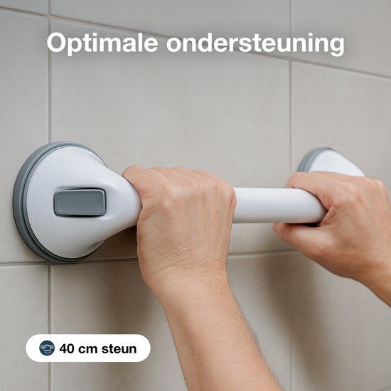 Luft Haltegriff mit Saugnapf - Für die Dusche - 2 Stück - Duschgriff für das Badezimmer - Wandstange - Extra sicheres & starkes Modell - 40cm - Luft - Badezimmergriff