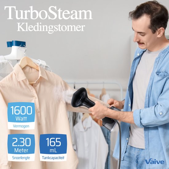 VAIVE TurboSteam Zusammenklappbarer Wäschedampfer 1600W - Handbedienter Dampfer - Wäschedampfer - Dampfer - Wäschedampfer