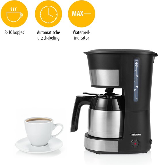 Tristar Filterkaffeemaschine 900W - CM-1283 - 1 L, 10 Tassen - Camping geeignet - Thermoskanne