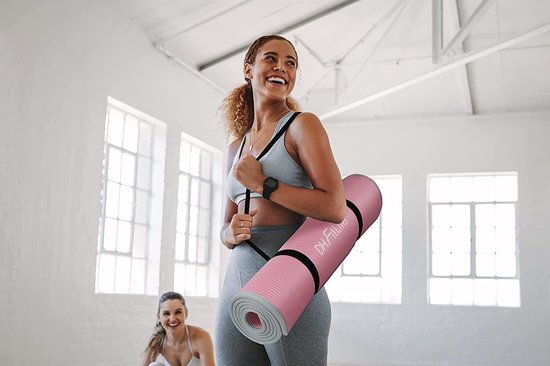 DH FitLife Trainingsmatte, Fitnessmatte, Sportmatte, 183 x 61 x 1 cm, extra reißfest, Yogamatte, rutschfest und dick, Trainingsmatte (pink)