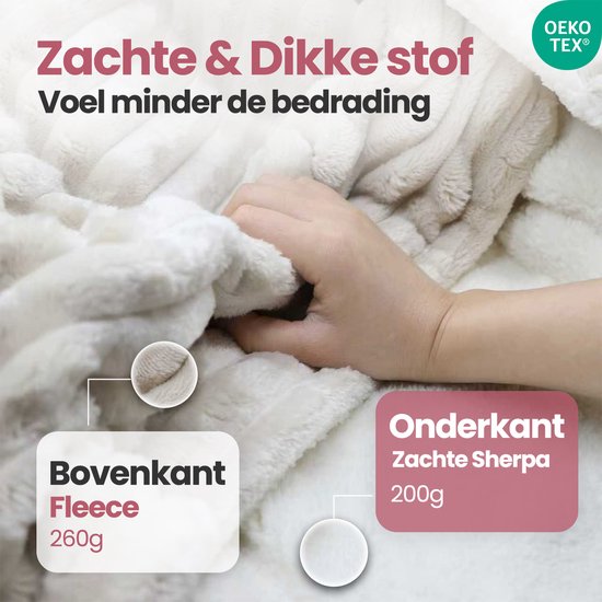 STAUS&BACH Heizdecke 3XL - 2-Personen-Oberdecke - Doppelseitige Fleece Sherpa Wärmedecke - Beige - 180x160 cm PowerNap