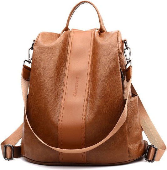 Glennoo Anti-Diebstahl-Rucksack - Damen - PU-Leder - Braun