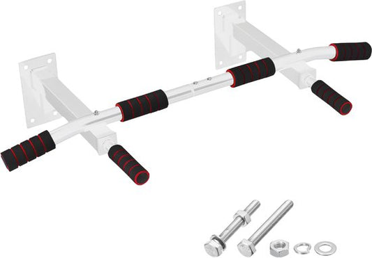 TTD® Premium Klimmzugstange - Klimmzugstation - Wandklimmzugstange - Dip Station - Dip Bars - Home Sports - Home Fitness - Hochwertige Materialien - Extra stabile Befestigungsteile - Heimtraining - Weiß/Rot