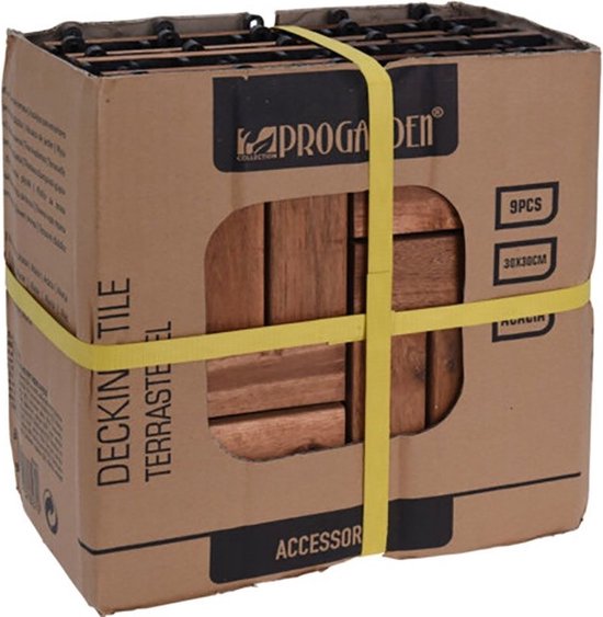 Terrassenfliesen Akazienholz Set 9 Stück - 30x30cm - Gartenfliesen