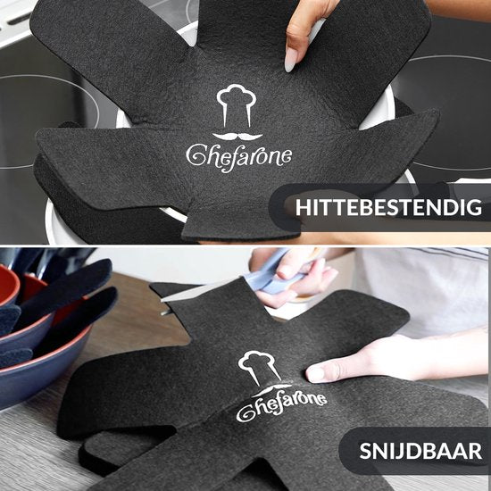 Chefarone Pfannenschützer - Intermediate Töpfe und Pfannen - Schutzmatten - Filz - 5 Stück - Schwarz