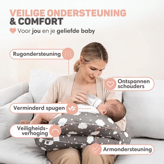Vulpes Goods® BabyCare Stillkissen - Umstandskissen inkl. abnehmbarem Bezug - Grau