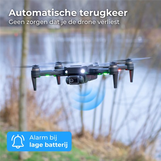 Nuvance - Drohne mit Kamera und GPS - 1080p Mini-Kamera - für draußen und drinnen - inkl. Tasche und 2 Akkus - Schwarz