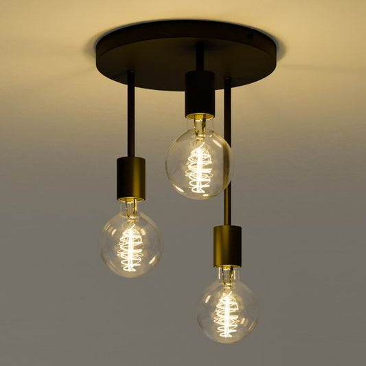 Nolt Ceiling Lamp - Deckenleuchte - 3x E27 Lampe - Industrial - ⌀ 28cm - Schwarz