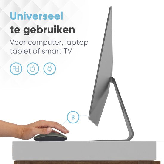 Trendfield Wireless Mouse - Wiederaufladbare Computermaus - Bluetooth - Ergonomische Maus mit Silent Click - Geeignet für alle Laptops - Space Grey